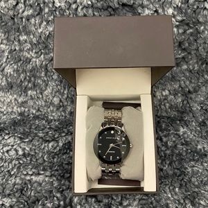 Anne Klein diamond black face silver links watch